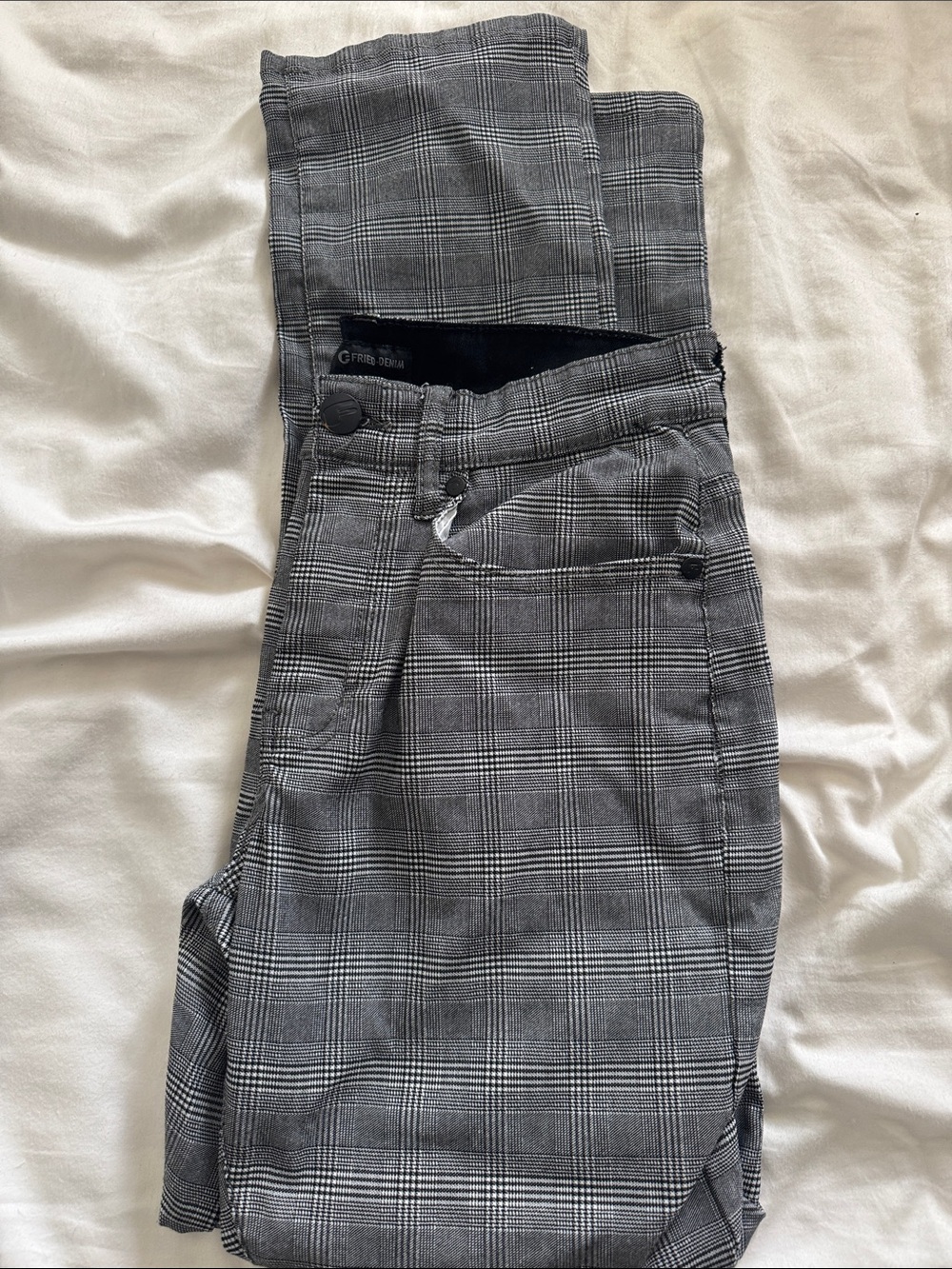 Fried Demin Gray Plaid Men’s Pants – Modern Slim Trousers